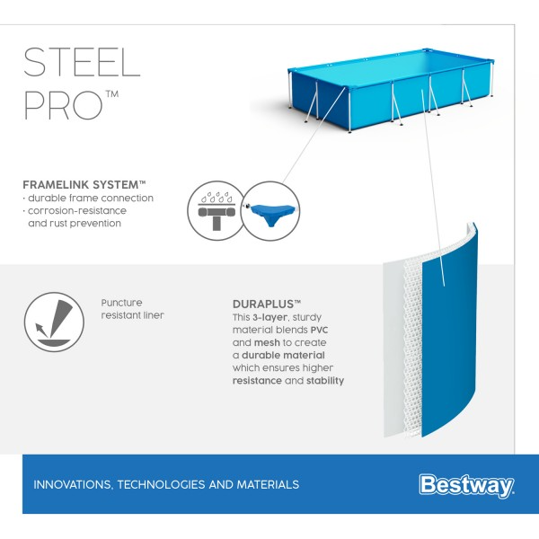 Каркасный бассейн Bestway 56404 BW, Steel Pro 300х201х66см, 3300л